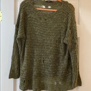 LF Oversized Distressed Sweater in Olive